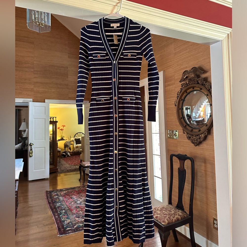 NWT JCrew stripe button up maxi dress XXS